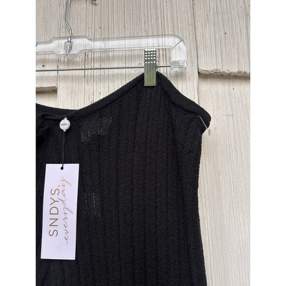 Revolve SNDYS Everyday Knit Wide Leg Pants Coverup Swim Black size L NWT - Picture 4 of 11